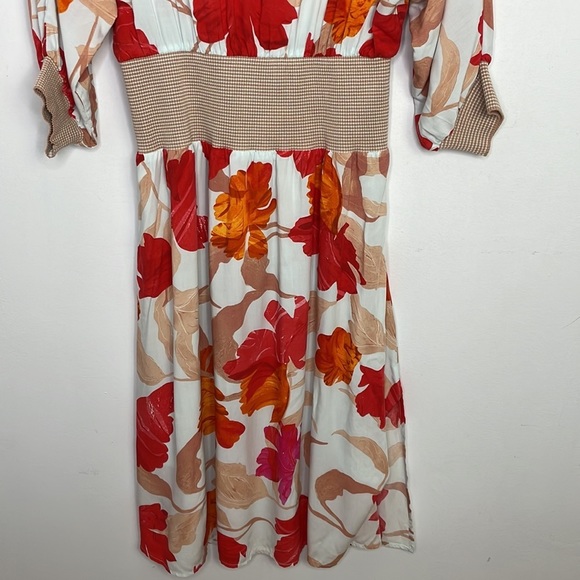 𝅺ANTHROPOLOGIE Maeve Gemma floral ribbed cuffs midi dress - Picture 5 of 12